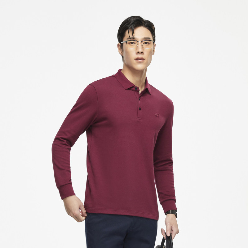 雅戈尔奥莱清仓新款男士长袖polo衫 雅戈尔outlets店T恤