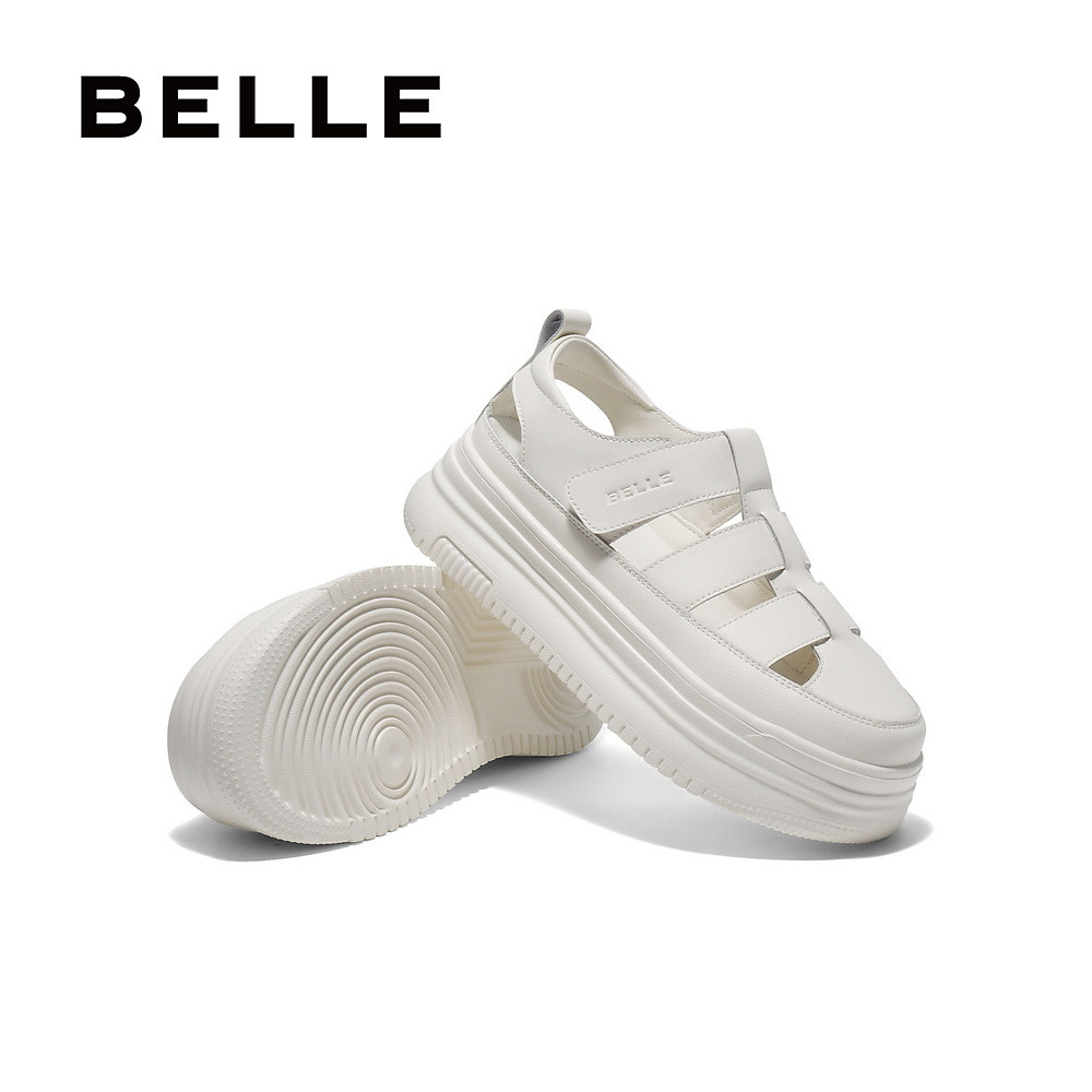 百丽透气罗马凉鞋女夏季新款包头厚底猪笼小白鞋子单鞋B2492BH5,淘宝优惠券,粉丝福利购,淘宝优惠卷