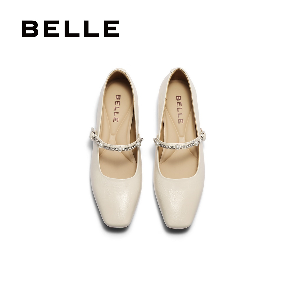 百丽复古法式一字带玛丽珍鞋女2025新款小方头浅口单鞋子D8F1DAQ5 - 图1