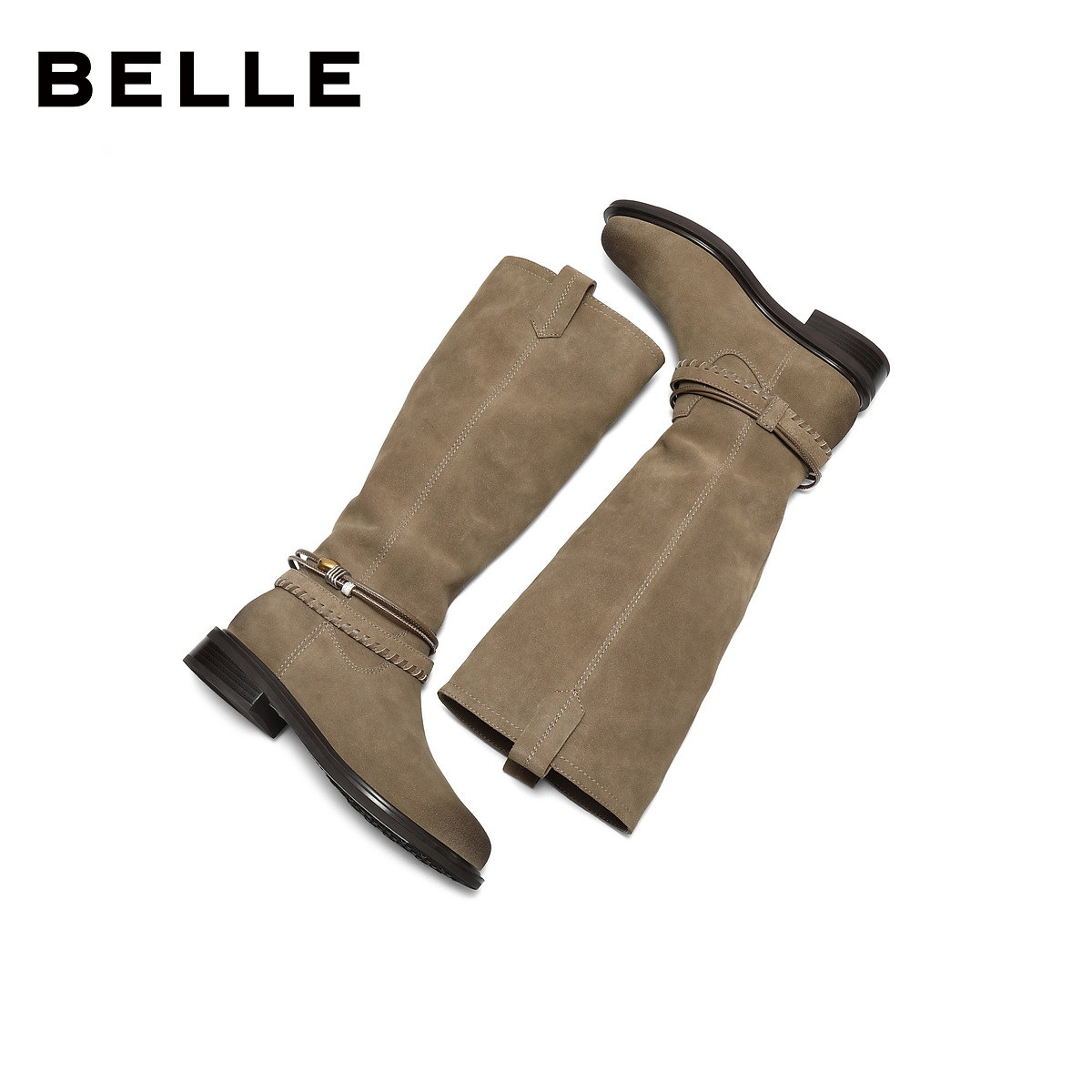 百丽女鞋复古堆堆靴西部靴女冬季新款巴恩风高长筒靴子F2S1DDG5,淘宝优惠券,粉丝福利购,淘宝优惠卷