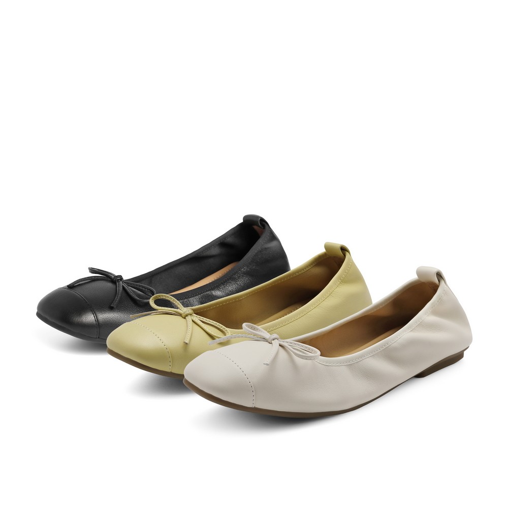 百丽奶奶鞋芭蕾鞋2024新款女鞋软底豆豆鞋蛋卷鞋单鞋子B1820AQ4