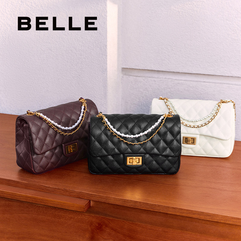 百丽包包女春新商场同款优雅小香风单肩斜挎手提绗缝包X7196AX5,淘宝优惠券,粉丝福利购,淘宝优惠卷