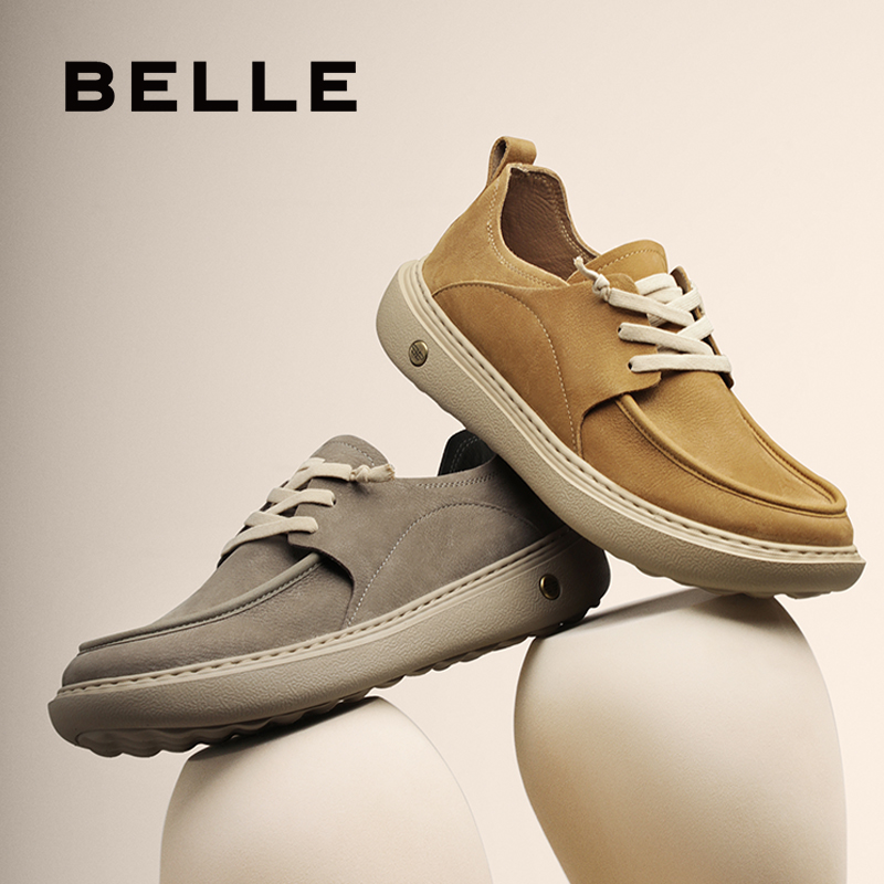 百丽厚底休闲鞋男2025新款秋季商场同款牛皮革户外工装鞋8VD01CM5 - 图3