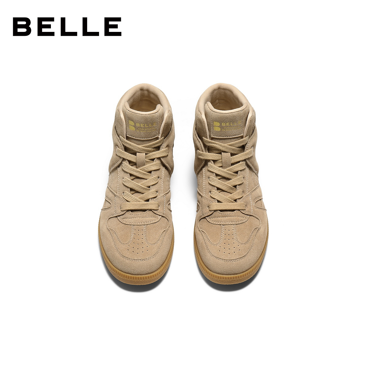 百丽复古保暖高帮鞋女2025冬新商场同款舒适薄底休闲鞋E8H1DDD5 - 图1