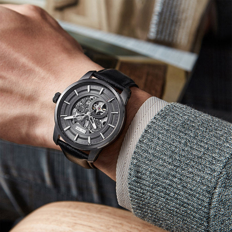 格雅自动防水镂空男士名牌机械表 格雅美莱斯国产腕表