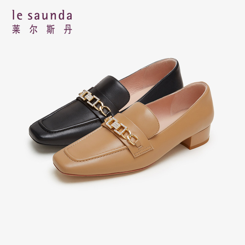莱尔斯丹春夏新款商场同款方头饰扣深口中跟乐福女鞋4T23701,淘宝优惠券,粉丝福利购,淘宝优惠卷