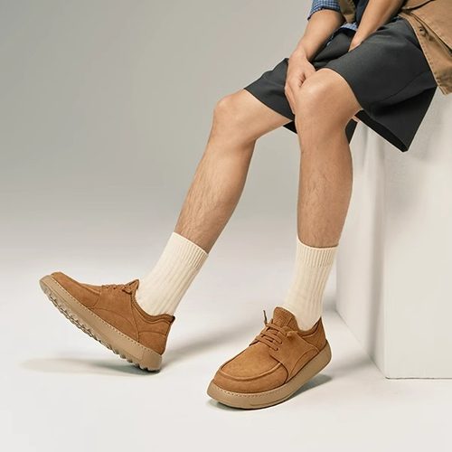 TATA他她英伦棕色工装鞋皮鞋男士透气真皮商务休闲鞋男鞋2025新款 - 图1