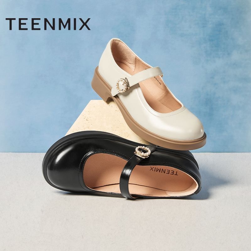 天美意复古玛丽珍鞋平底鞋女浅口单鞋小皮鞋2025秋季新款COY34AQ5 - 图3