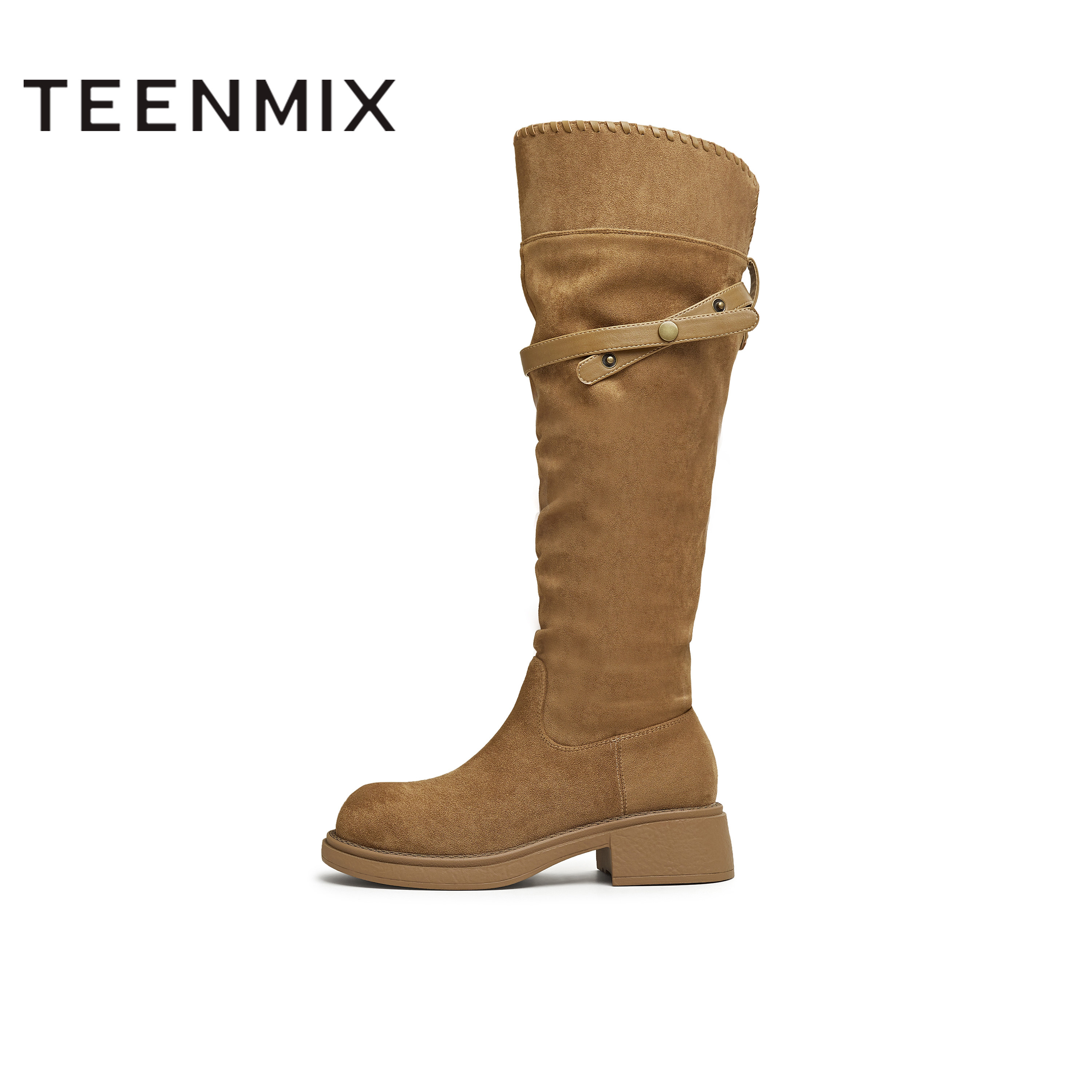 天美意2025冬新款厚底百搭复古显瘦长靴女骑士靴KXZ24DG5,淘宝优惠券,粉丝福利购,淘宝优惠卷