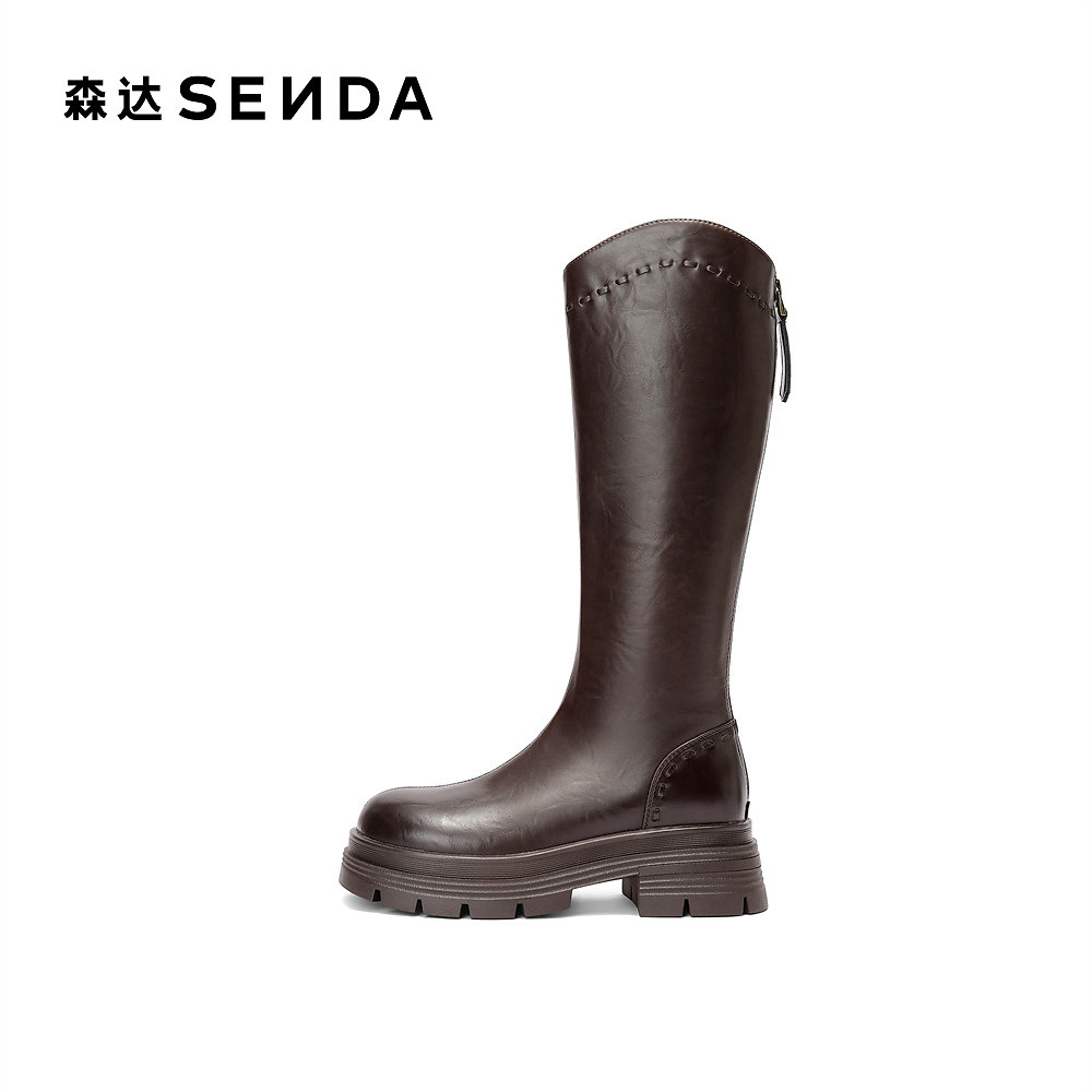 森达弹力靴女2025年冬新潮流厚底休闲弹力长筒靴ZTI47DG5,淘宝优惠券,粉丝福利购,淘宝优惠卷