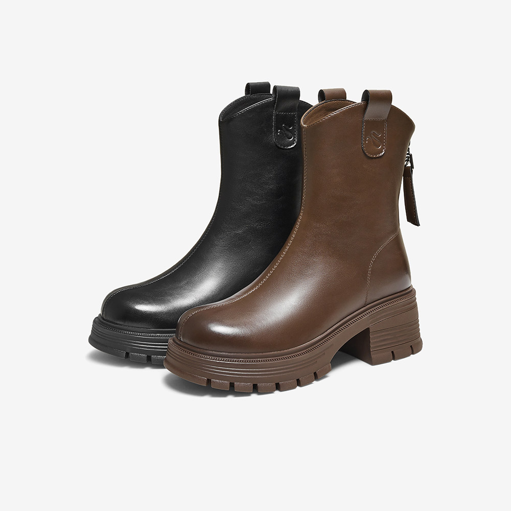 百思图2025冬季新款商场同款时装靴时尚简约粗跟女中靴BV239DZ5,淘宝优惠券,粉丝福利购,淘宝优惠卷