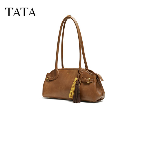 TATA他她波士顿包女包冬保龄球百搭单肩斜挎包女腋下包X3516DX5 - 图0