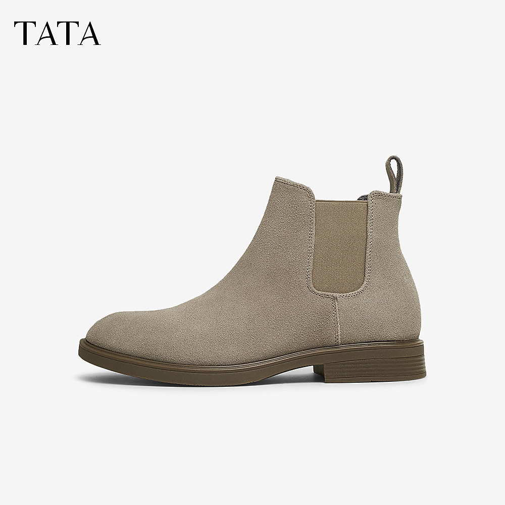 Tata her British genuine leather Chelsea boots men's boots warm chimney boots short boots 2024 new VVX02DD4