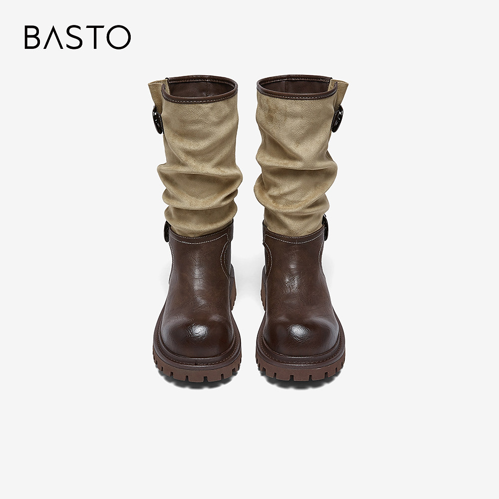 百思图2025冬季新款西部靴时尚复古潮流粗跟女中靴BP996DZ5,淘宝优惠券,粉丝福利购,淘宝优惠卷