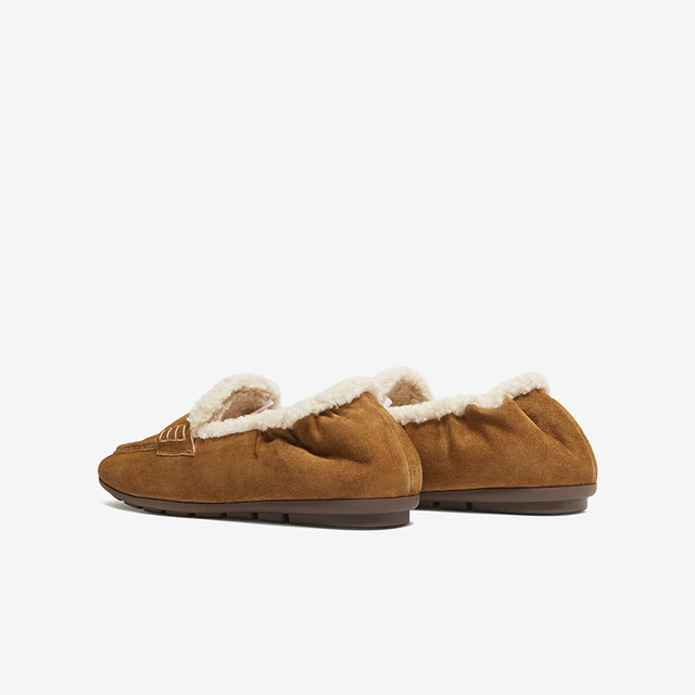 Bestu 2025 new winter loafers, fashionable retro casual plus velvet warm women's single shoes UXE06DA5