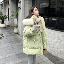 Pregnant woman winter clothing down cotton clothing Feminists Spicy Moms Fashion Big Fur Collar caps Pregnancy Loose Warm Cotton Coat Jacket