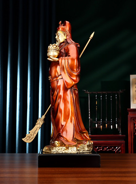 横刀托宝关公像铜器工艺品