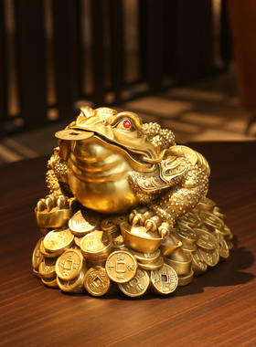 纯铜工艺品三足金蟾店铺风水