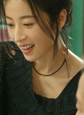 暗黑系列天然石choker原创黑尖晶项链复古短款锁骨链气质简约细女