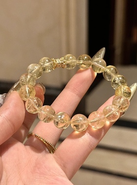 【香草冰淇淋】爆闪浅色黄水晶黄阿塞招米水晶手串送闺蜜女友礼物
