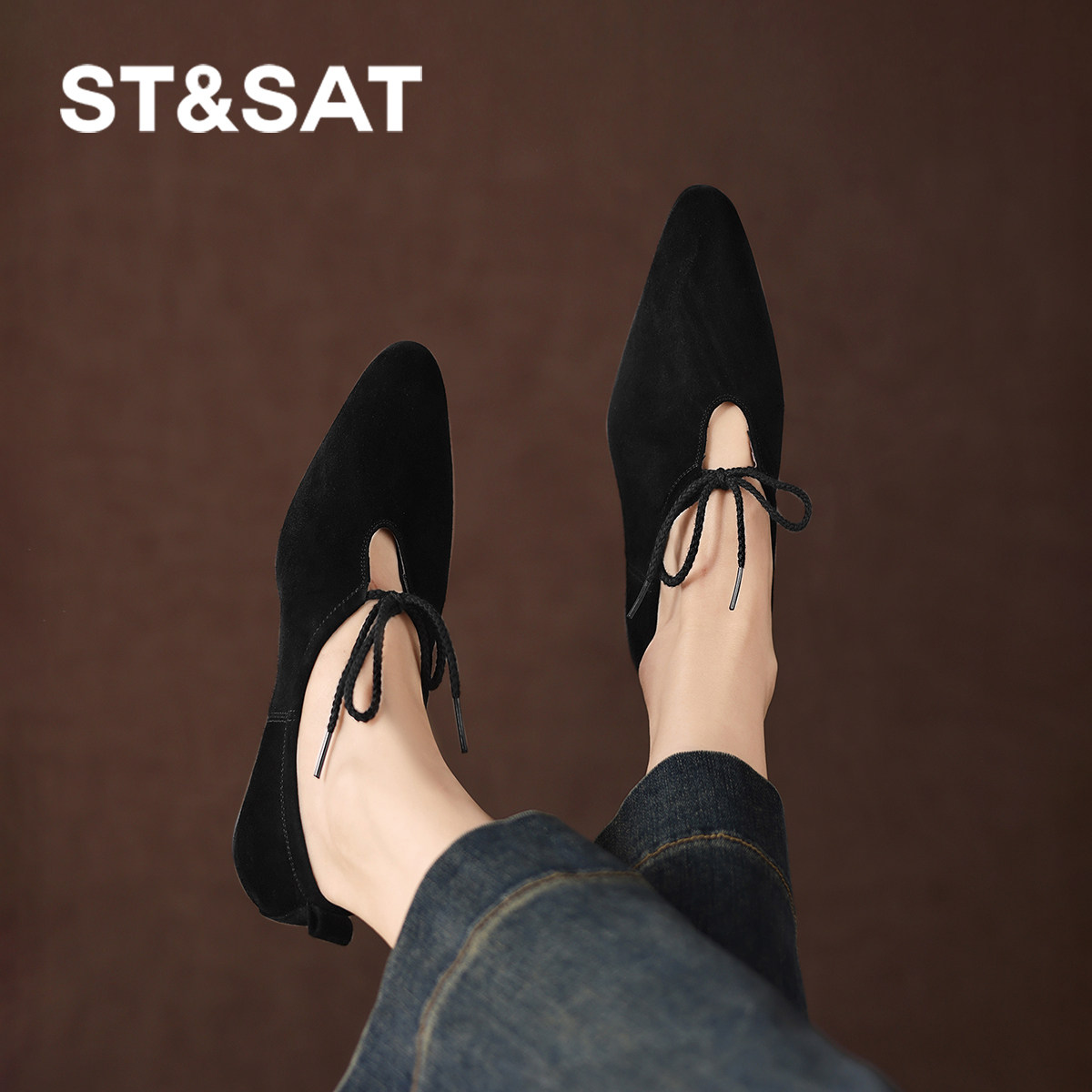 星期六尖头单鞋女黑色2026新款春季深口绒面乐福小皮鞋女士妈妈鞋,淘宝优惠券,粉丝福利购,淘宝优惠卷