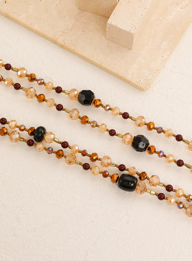 项链Vintage autumn winter crystal bead necklace ethnic girls
