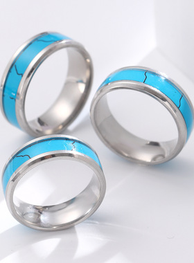 European retro ring set with turquoise men's ring jewelry