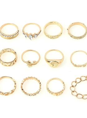 欧美戒指复古风玫瑰花几何形饰品