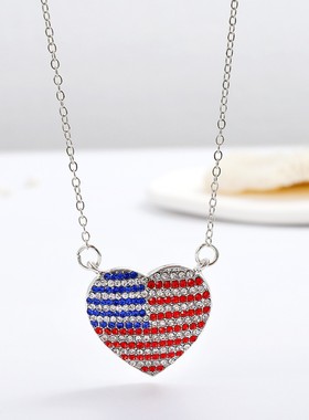 American Independence Day simple necklace with diamond wing