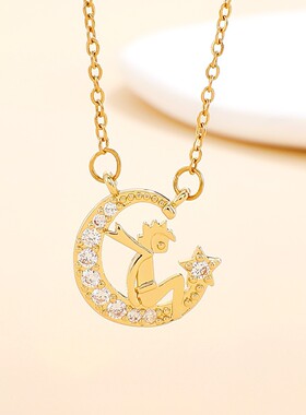 New Diamond studded Star Moon Necklace Women Cold jewelry
