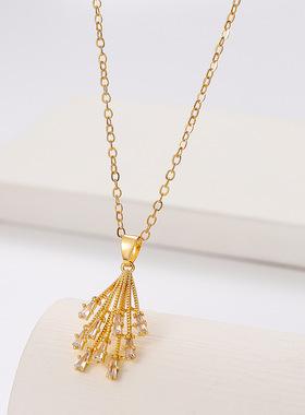 项链foreign trade flower zircon necklace tassel women choker