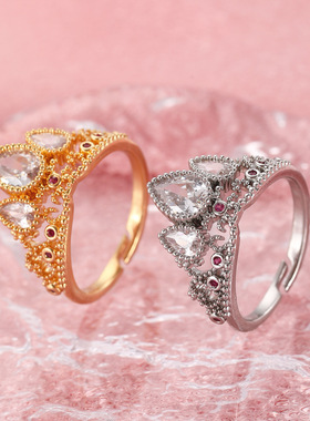 New Fashionable Diamond Crown Ring with Elegant Opening ring