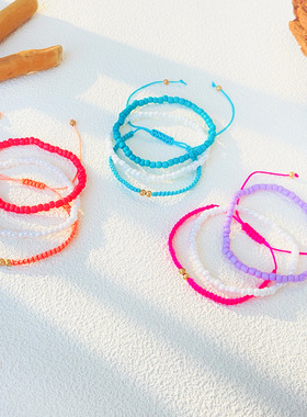 New Retro Weaving Three Piece Set Beaded Women's Bracelet