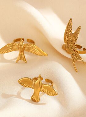 Wings Flying Bird Peace Dove Open Ring Vintage Bird Ring戒指