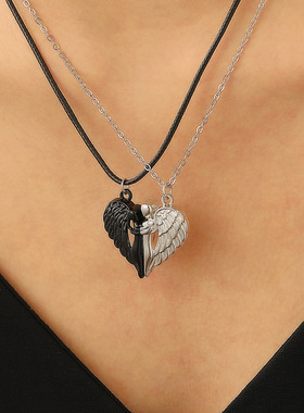 爱心项链Magnetic pendant for couples double love necklace