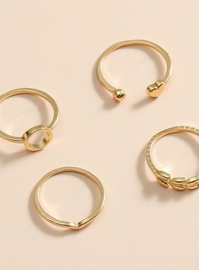 欧美跨境新品戒指组合ins金属