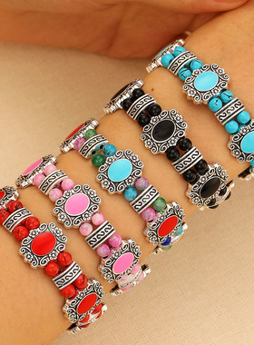 New Retro Turquoise Bracelet Bohemian Ethnic style bangle 饰