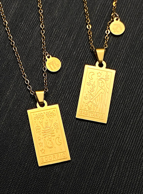 Female Square Necklace 12 Constellations collarbone chain