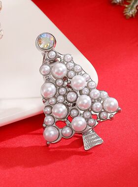 European American brooch fashion pearl Christmas tree pin
