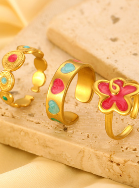 戒指 New colorful women's European Joint ring finger jewelry