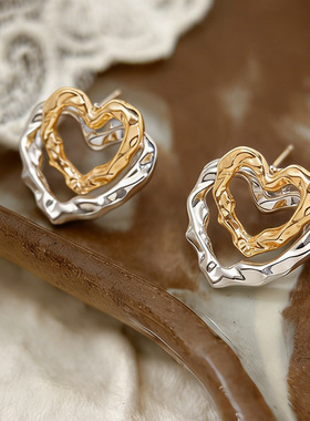 Exquisite elegant European American Ear studs heart earrings