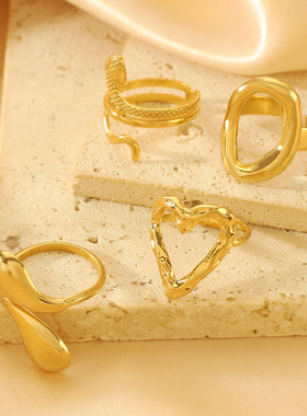 Vintage engraved pattern ring women's wide index finger ring