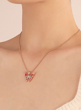 colorful Butterfly necklace princess necklaces Elegant women