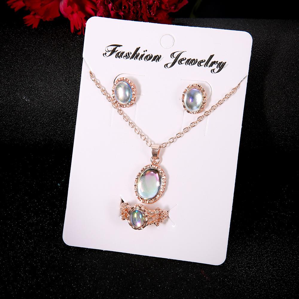 Jewelry Fashion accessories New Necklace Earrings Ring Set新 - 图1