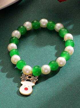 women European American Santa Claus Christmas bead bracelet