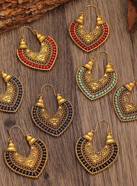 New ethnic style retro bohemian hollow Earrings women 女耳环
