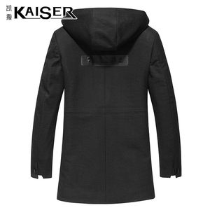 Kaiser/凯撒男士中长款连帽派克服风衣加厚羊毛内胆皮草大衣外套