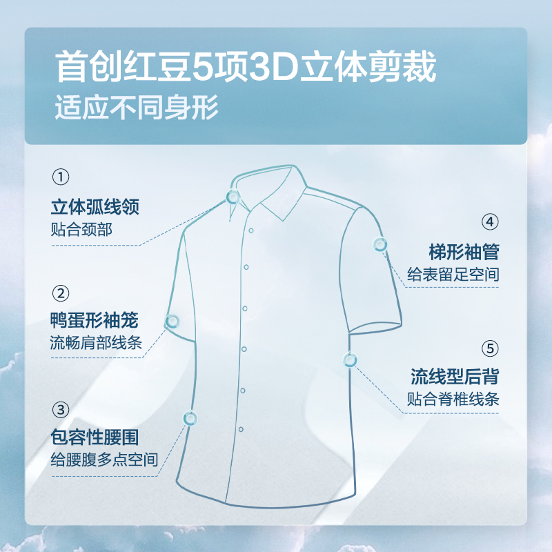 【含蚕丝】红豆轻云衬衫男短袖25夏季商务休闲半袖莫代尔男衬衣