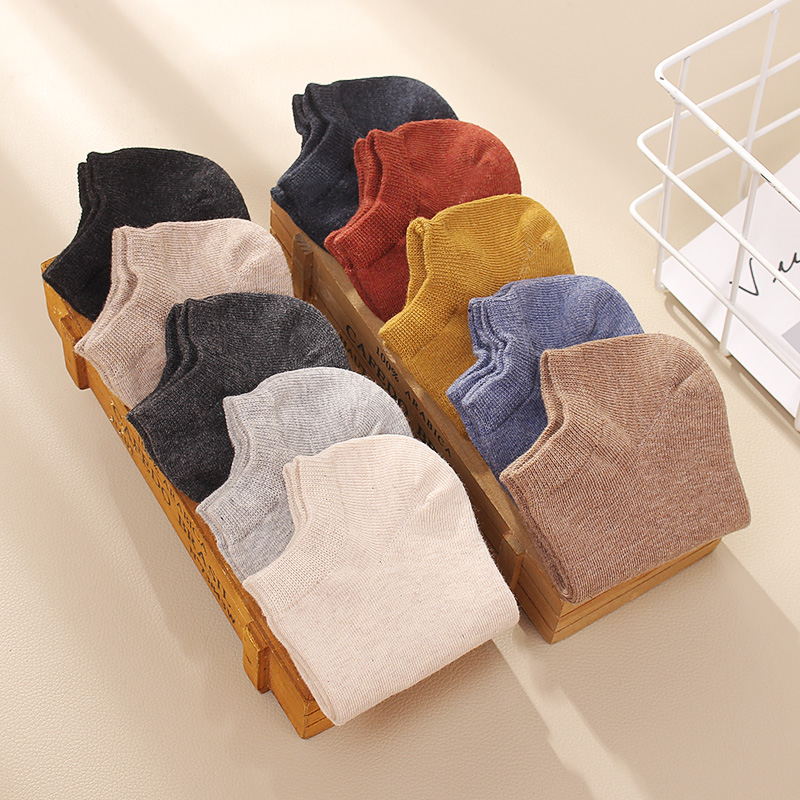 显莎旗舰店袜子女短袜夏季低帮混合硅胶防滑女士船袜浅口韩版纯色棉袜薄款短2