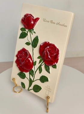 林前13:4-8沙仑玫瑰树脂工艺品摆件桌面摆件家居摆设摆饰